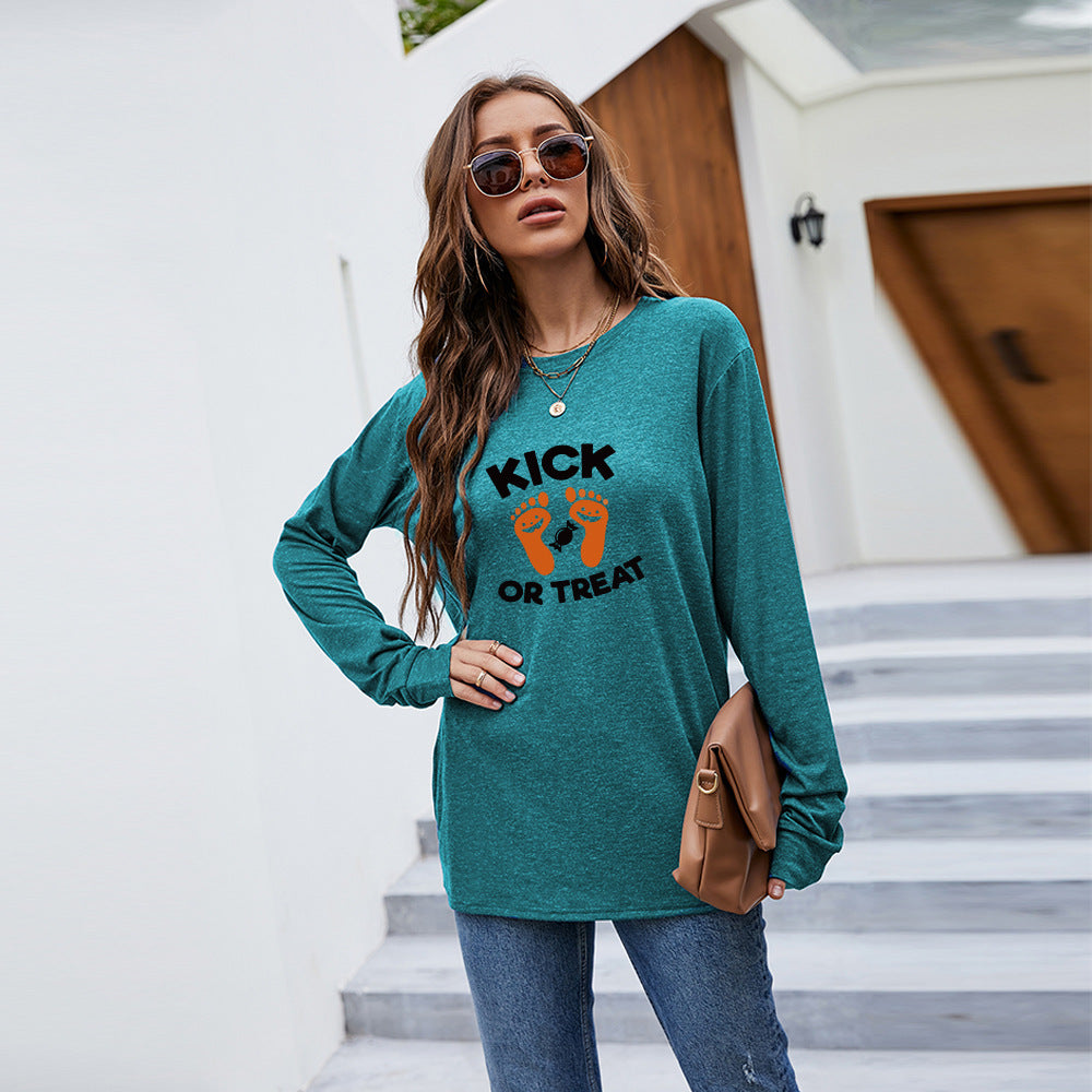 Halloween Round Neck Women's Fashion Printing Casual Long Sleeves
