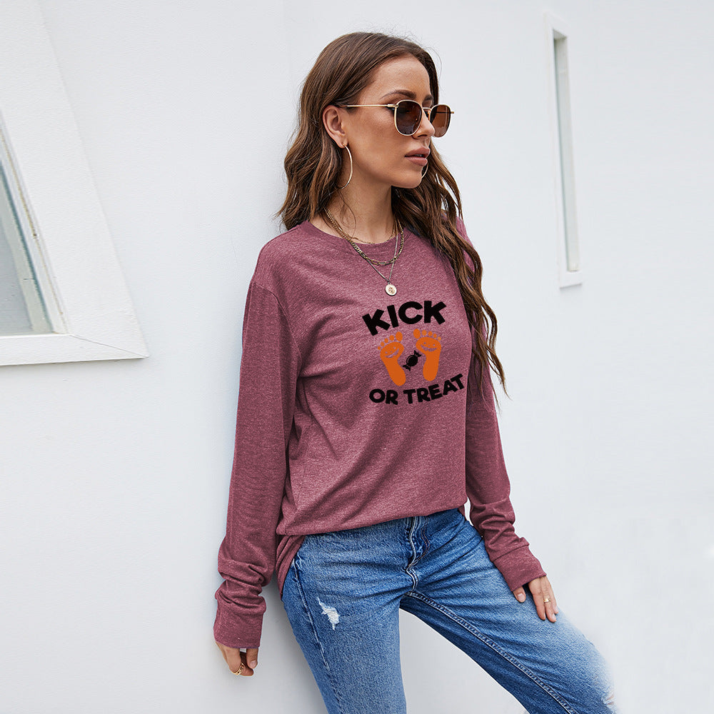 Halloween Round Neck Women's Fashion Printing Casual Long Sleeves