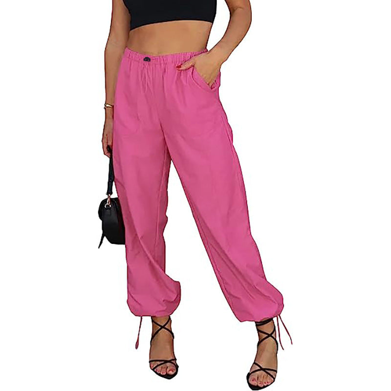 Streetwear Hip-hop Style Elastic Waist Solid Color Bloomers