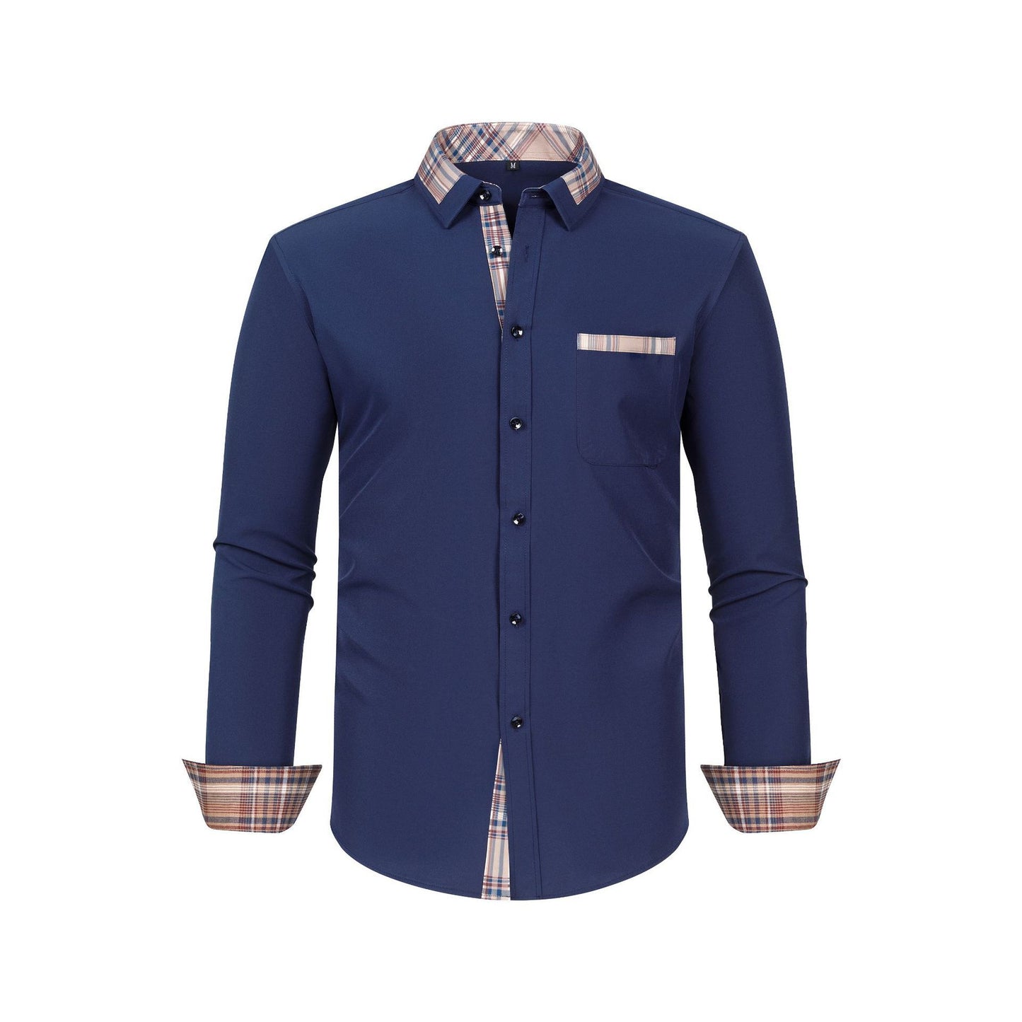 Large Size Patchwork Flower Collar Long Sleeved Men