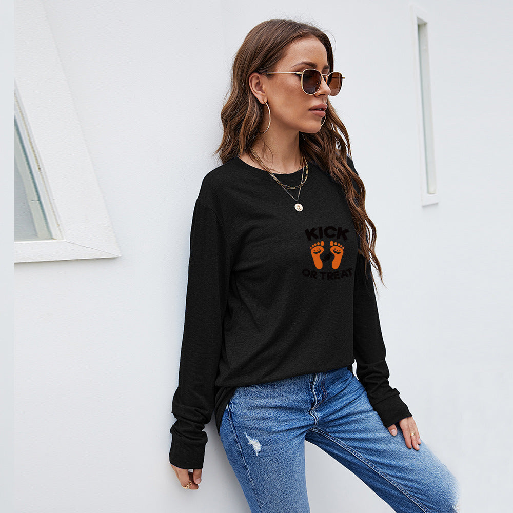 Halloween Round Neck Women's Fashion Printing Casual Long Sleeves