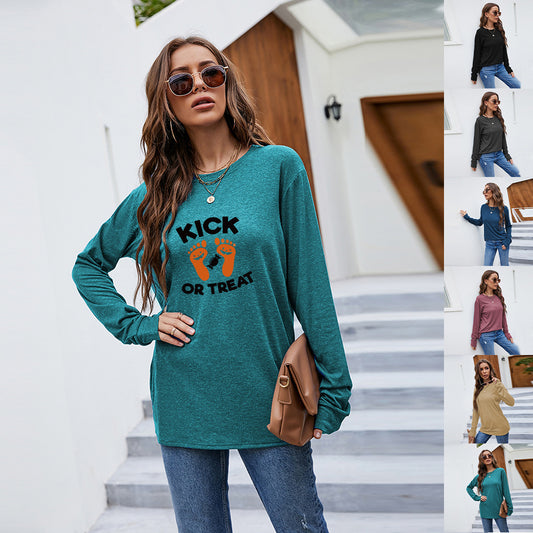 Halloween Round Neck Women's Fashion Printing Casual Long Sleeves