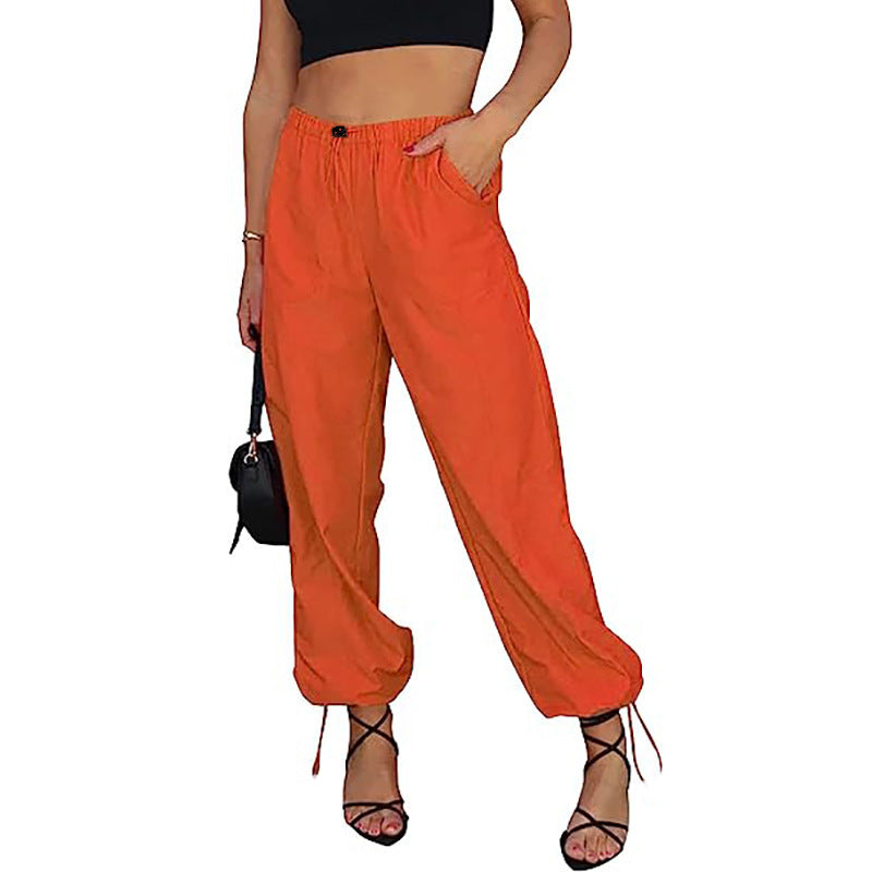 Streetwear Hip-hop Style Elastic Waist Solid Color Bloomers