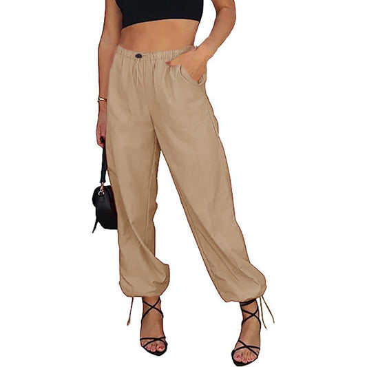 Streetwear Hip-hop Style Elastic Waist Solid Color Bloomers