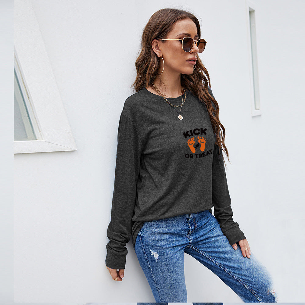 Halloween Round Neck Women's Fashion Printing Casual Long Sleeves